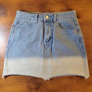 Mud Pie Denim Mini Skirt Blue Fade Small Casual Raw Hem